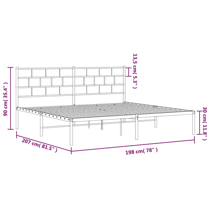 sengeramme med sengegavl 193x203 cm metal hvid