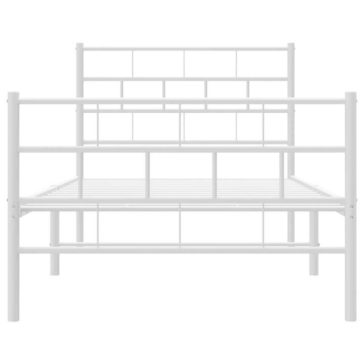 sengeramme med sengegavl og fodgærde 90x200 cm metal hvid