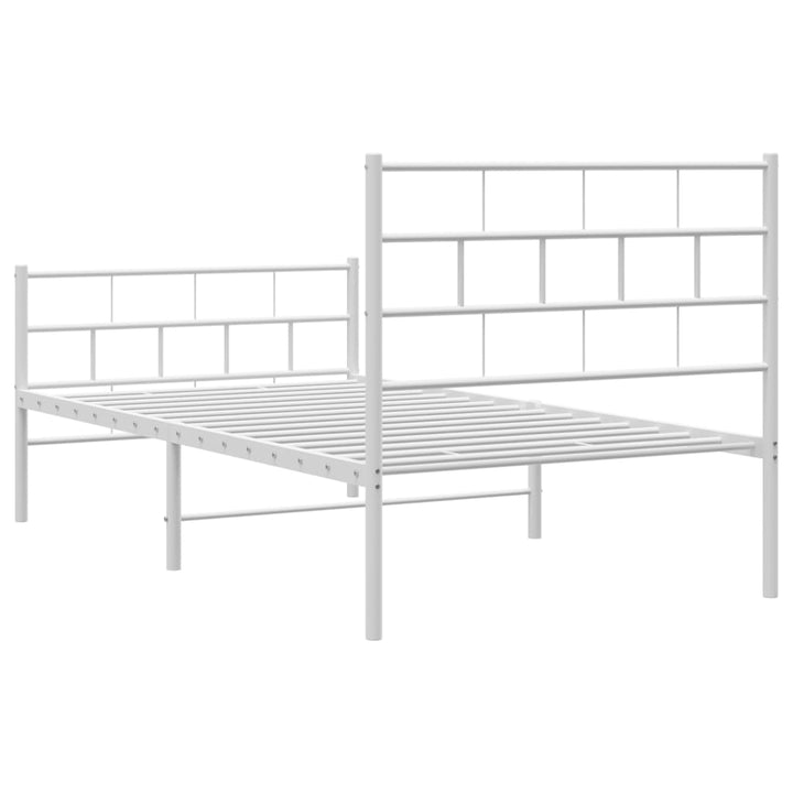 sengeramme med sengegavl og fodgærde 90x200 cm metal hvid