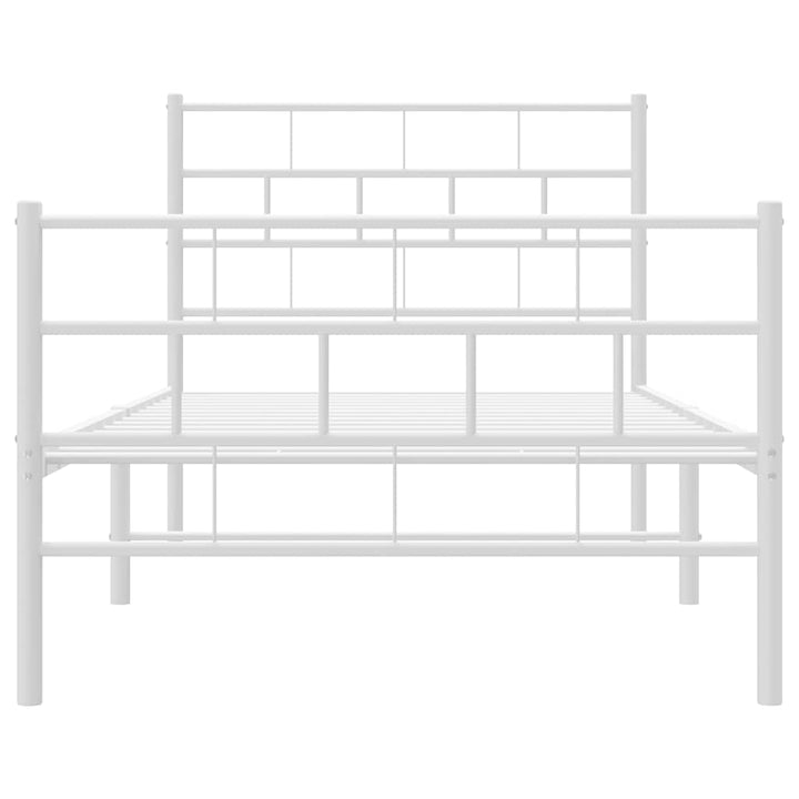 sengeramme med sengegavl og fodgærde 100x190 cm metal hvid