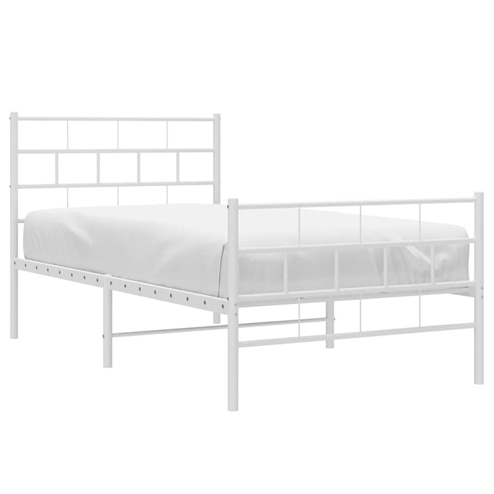 sengeramme med sengegavl og fodgærde 100x200 cm metal hvid