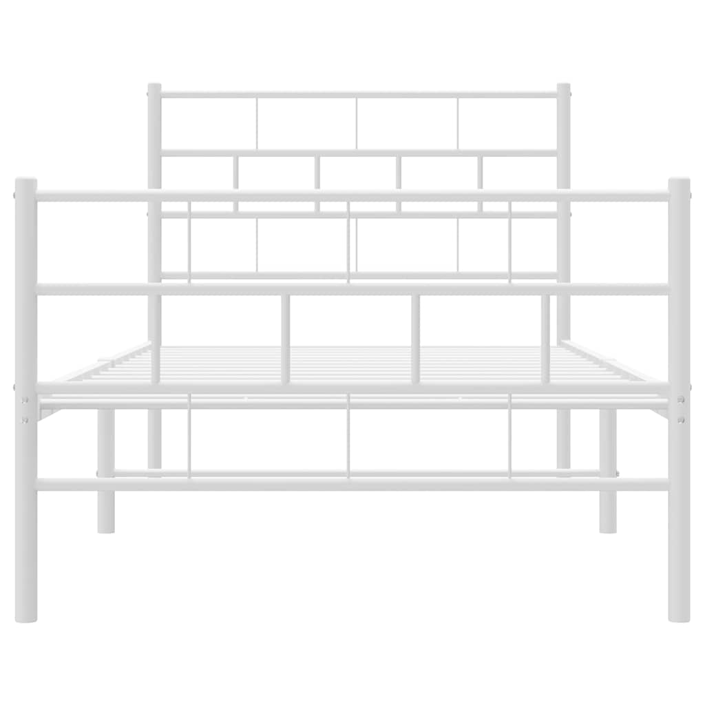 sengeramme med sengegavl og fodgærde 100x200 cm metal hvid