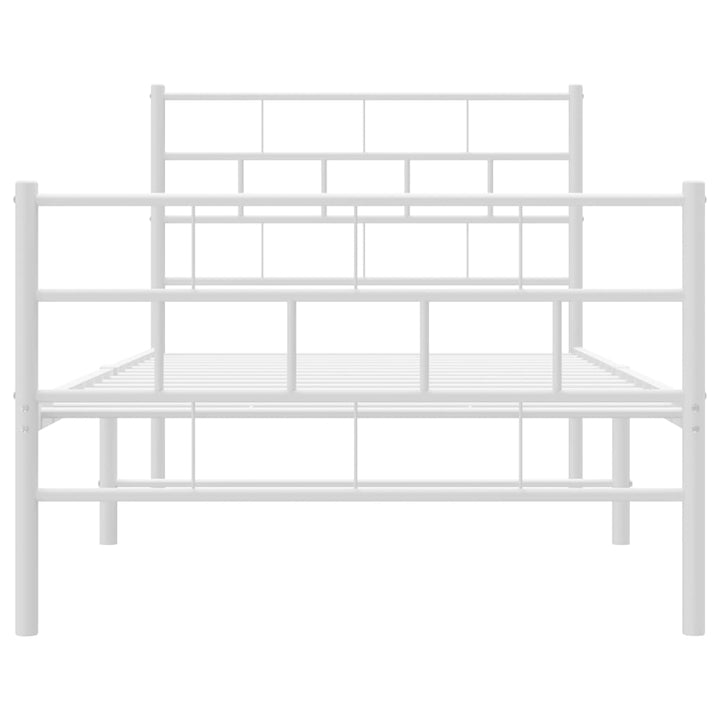 sengeramme med sengegavl og fodgærde 107x203 cm metal hvid