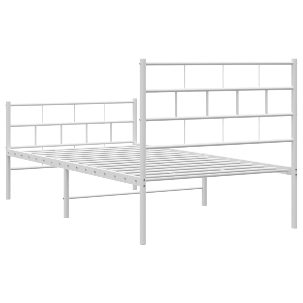 sengeramme med sengegavl og fodgærde 107x203 cm metal hvid