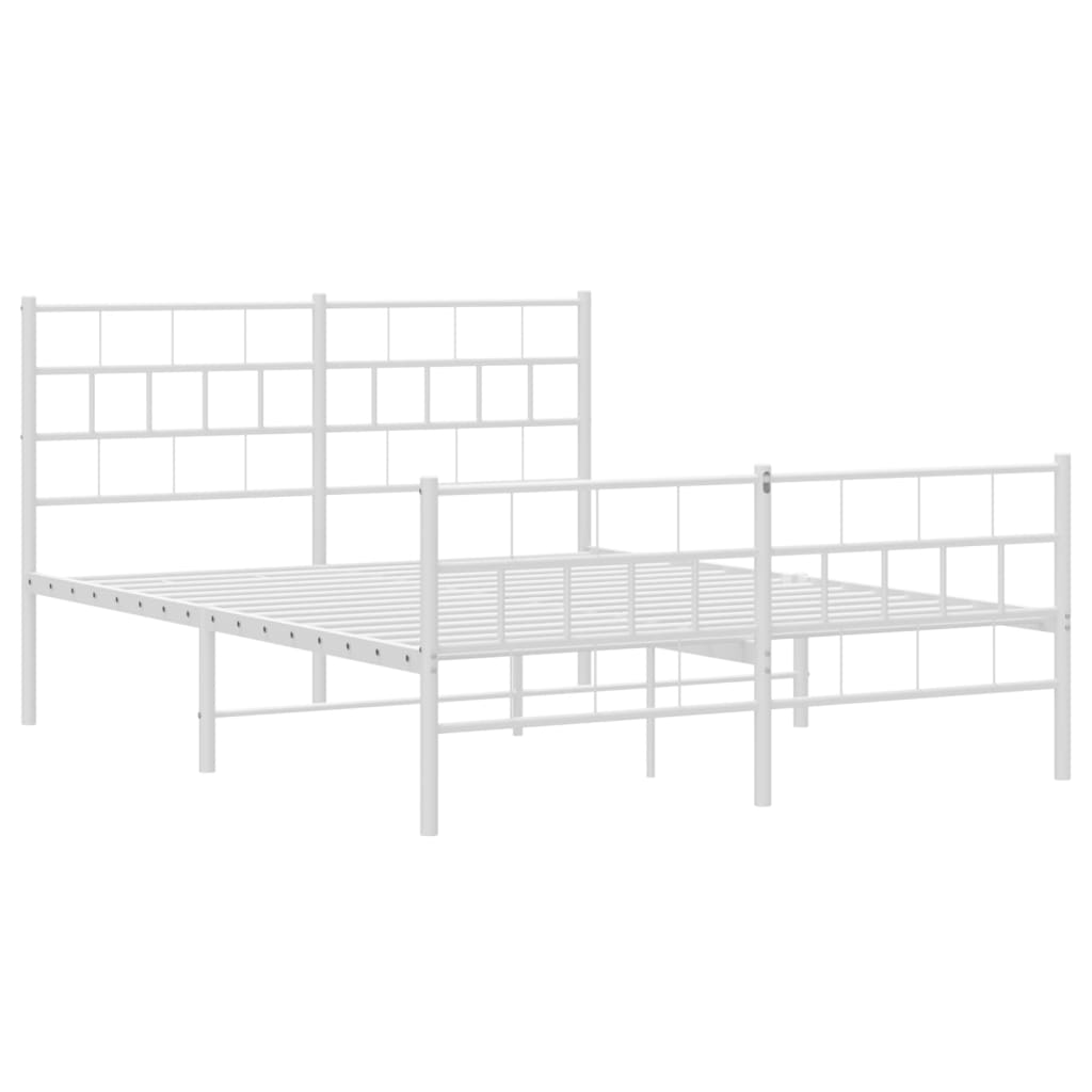 sengeramme med sengegavl og fodgærde 120x200 cm metal hvid