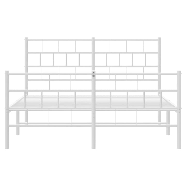 sengeramme med sengegavl og fodgærde 135x190 cm metal hvid