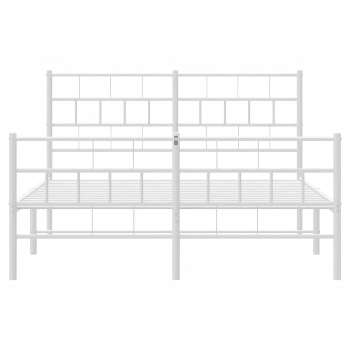 sengeramme med sengegavl og fodgærde 140x190 cm metal hvid