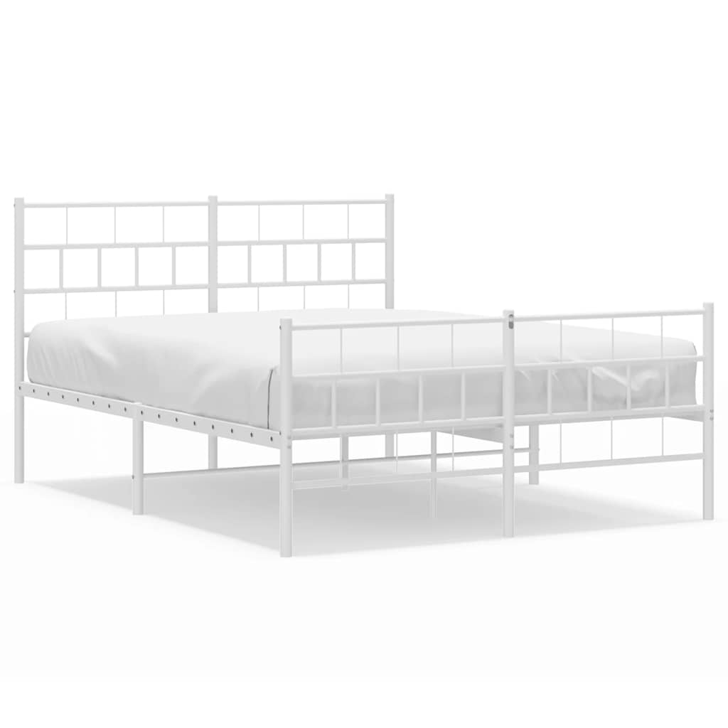 sengeramme med sengegavl og fodgærde 150x200 cm metal hvid