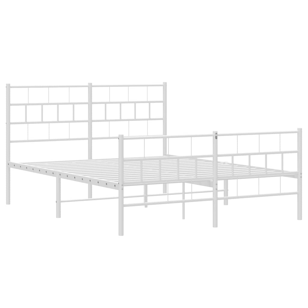sengeramme med sengegavl og fodgærde 150x200 cm metal hvid