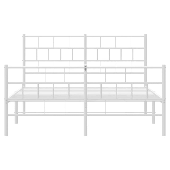 sengeramme med sengegavl og fodgærde 150x200 cm metal hvid