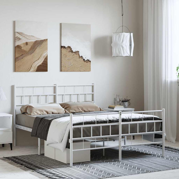sengeramme med sengegavl og fodgærde 150x200 cm metal hvid