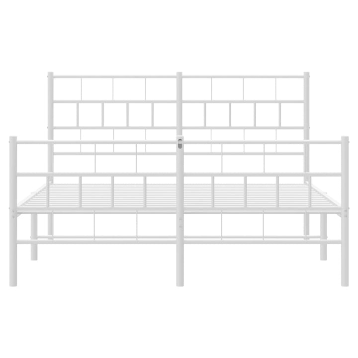 sengeramme med sengegavl og fodgærde 160x200 cm metal hvid