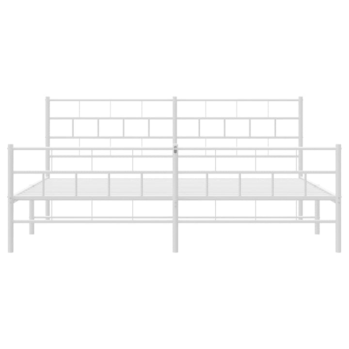 sengeramme med sengegavl og fodgærde 183x213 cm metal hvid