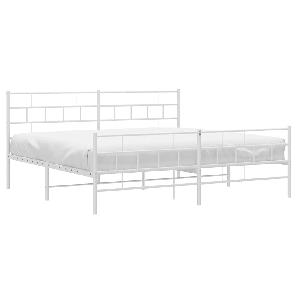 sengeramme med sengegavl og fodgærde 193x203 cm metal hvid