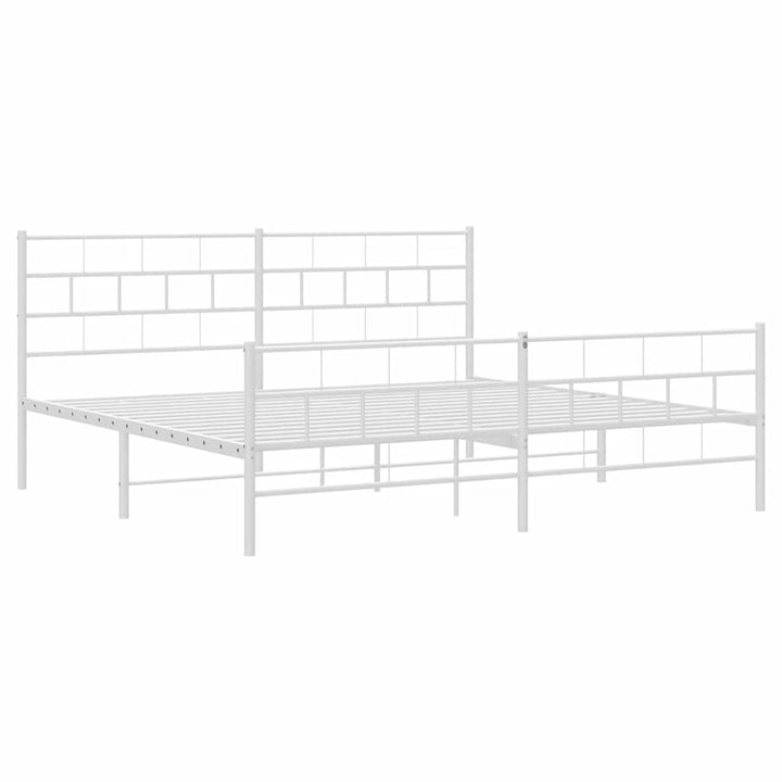 sengeramme med sengegavl og fodgærde 193x203 cm metal hvid