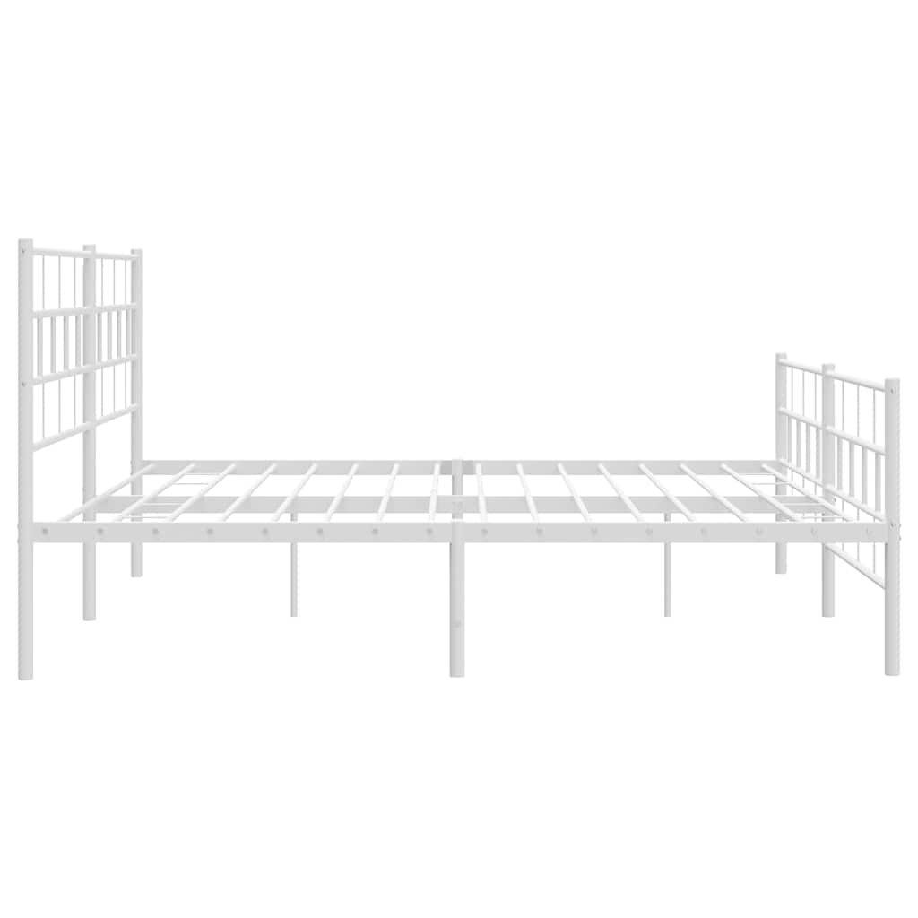 sengeramme med sengegavl og fodgærde 193x203 cm metal hvid
