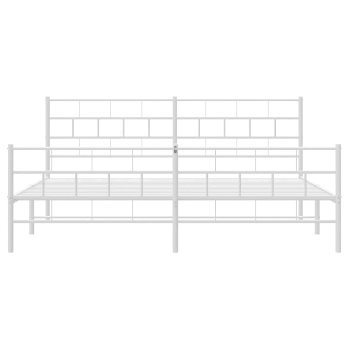 sengeramme med sengegavl og fodgærde 200x200 cm metal hvid