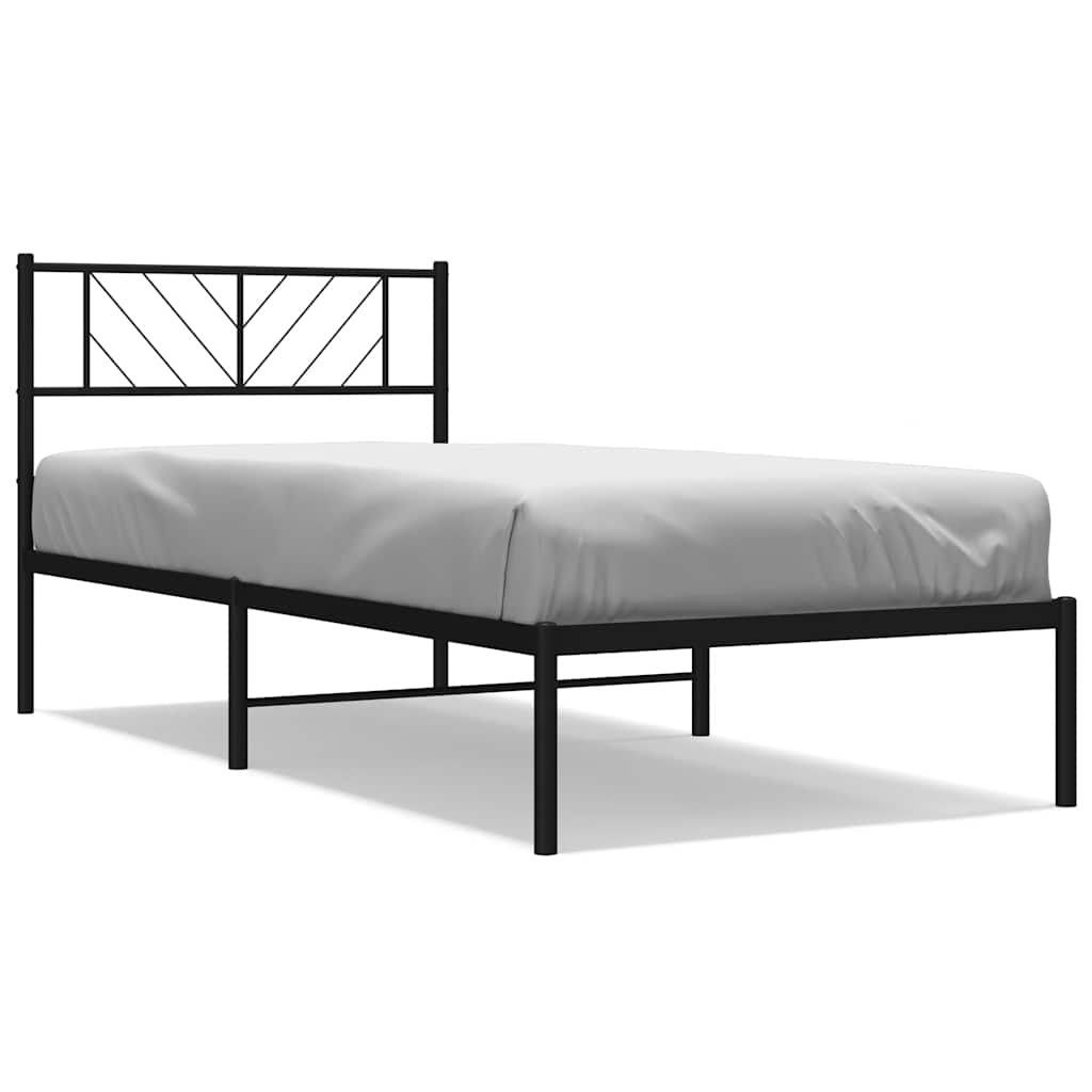 sengeramme med sengegavl 100x190 cm metal sort