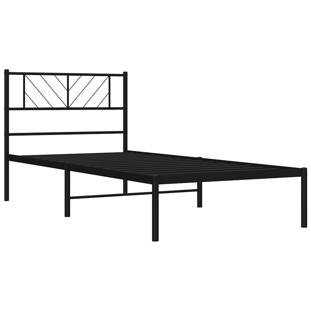 sengeramme med sengegavl 100x190 cm metal sort