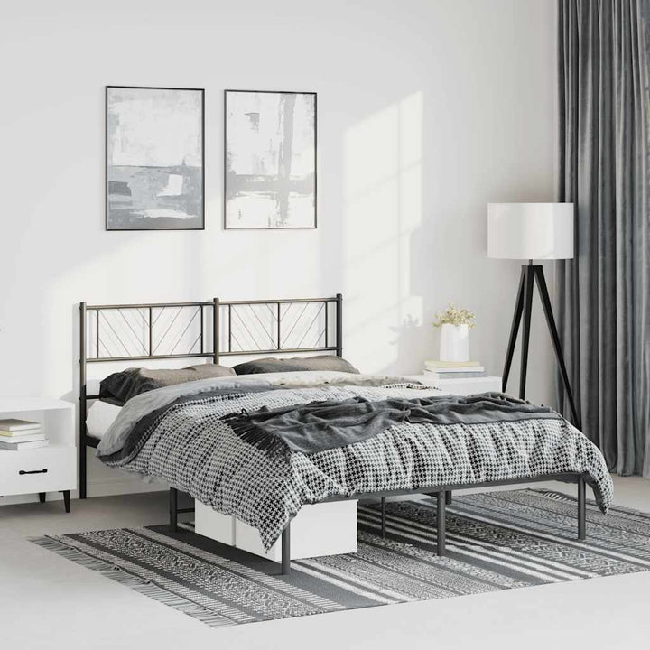 sengeramme med sengegavl 135x190 cm metal sort