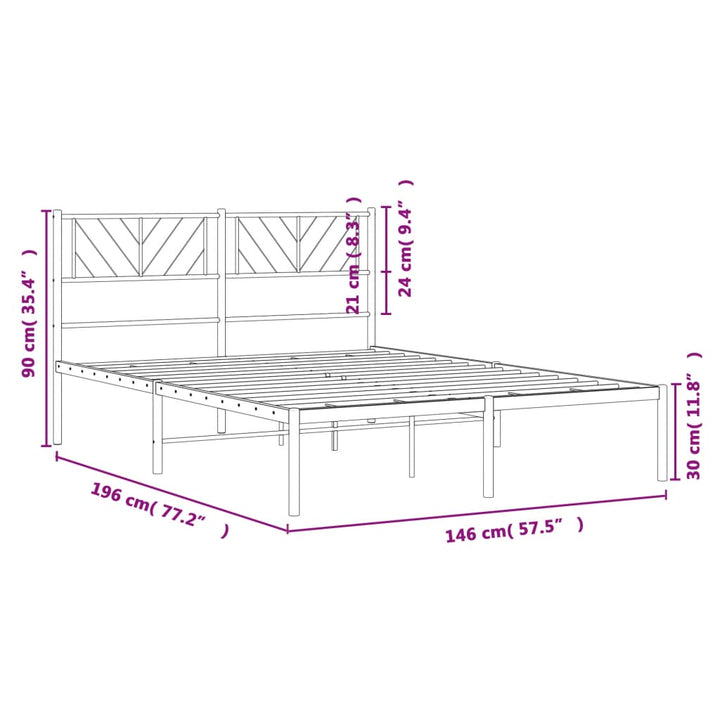sengeramme med sengegavl 140x190 cm metal sort