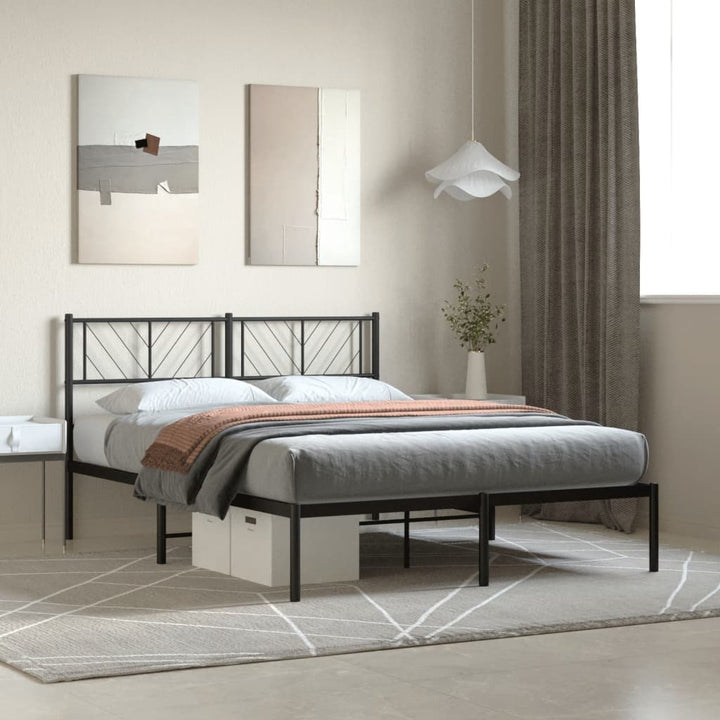 sengeramme med sengegavl 140x200 cm metal sort