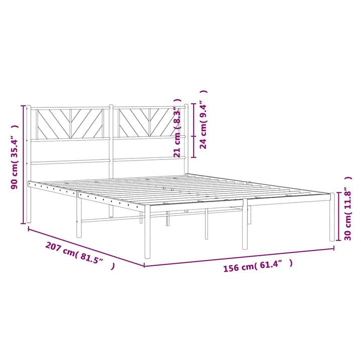 sengeramme med sengegavl 150x200 cm metal sort