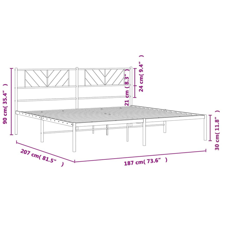 sengeramme med sengegavl 180x200 cm metal sort
