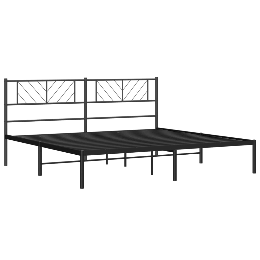 sengeramme med sengegavl 200x200 cm metal sort