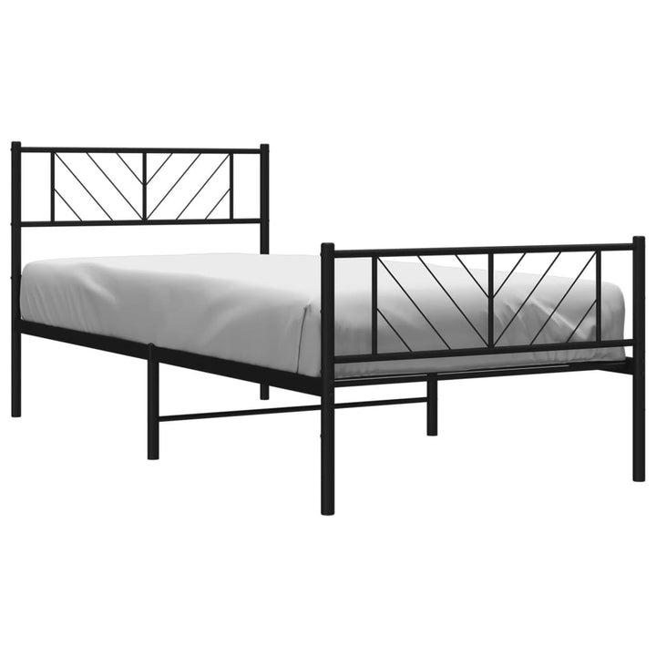 sengeramme med sengegavl og fodgærde 75x190 cm metal sort