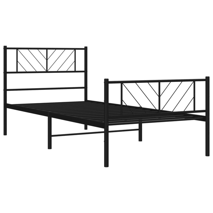 sengeramme med sengegavl og fodgærde 75x190 cm metal sort