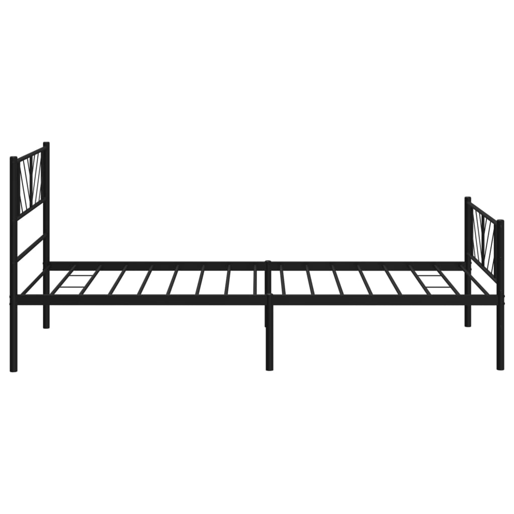 sengeramme med sengegavl og fodgærde 75x190 cm metal sort