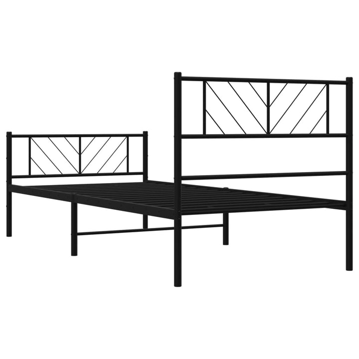 sengeramme med sengegavl og fodgærde 80x200 cm metal sort