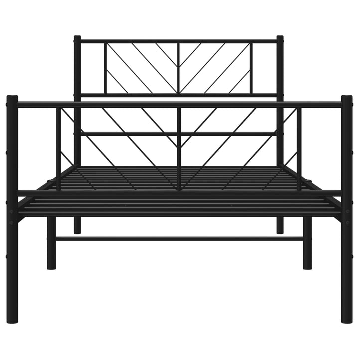 sengeramme med sengegavl og fodgærde 90x190 cm metal sort