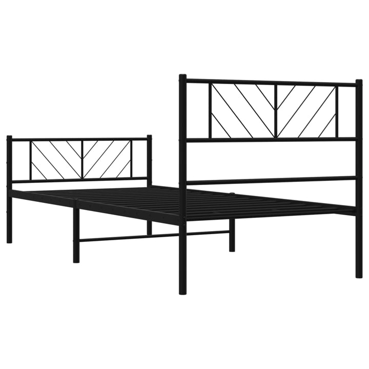 sengeramme med sengegavl og fodgærde 90x190 cm metal sort