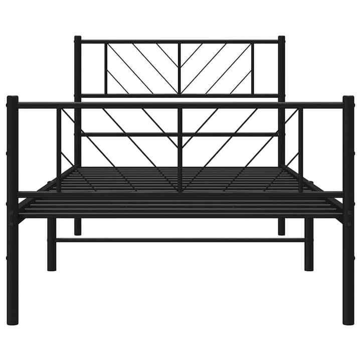 sengeramme med sengegavl og fodgærde 100x190 cm metal sort