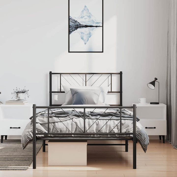 sengeramme med sengegavl og fodgærde 100x190 cm metal sort
