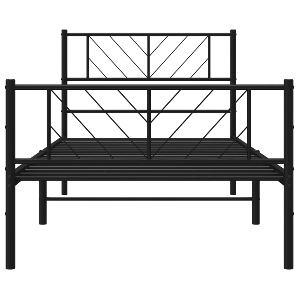 sengeramme med sengegavl og fodgærde 107x203 cm metal sort