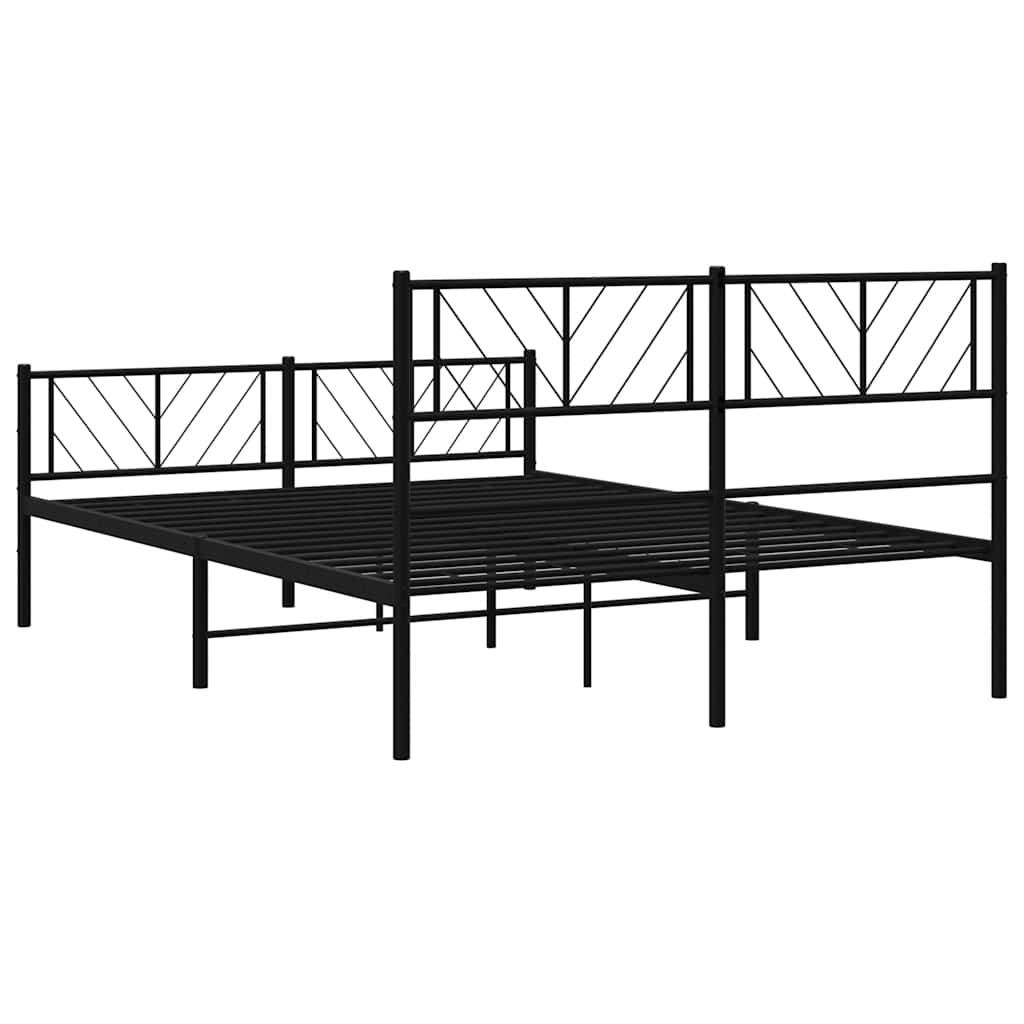 sengeramme med sengegavl og fodgærde 120x190 cm metal sort