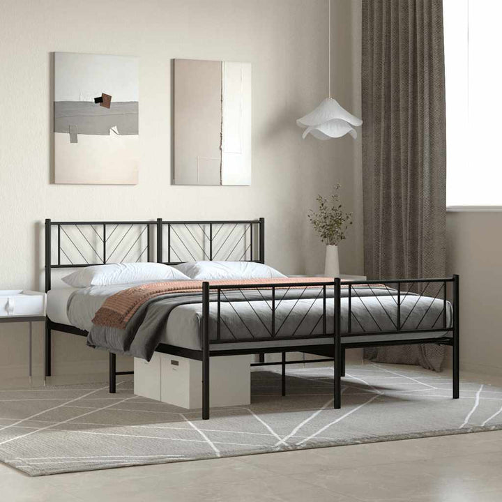 sengeramme med sengegavl og fodgærde 120x190 cm metal sort