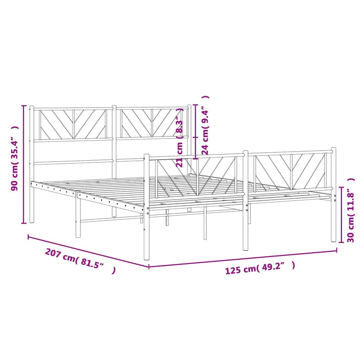 sengeramme med sengegavl og fodgærde 120x200 cm metal sort