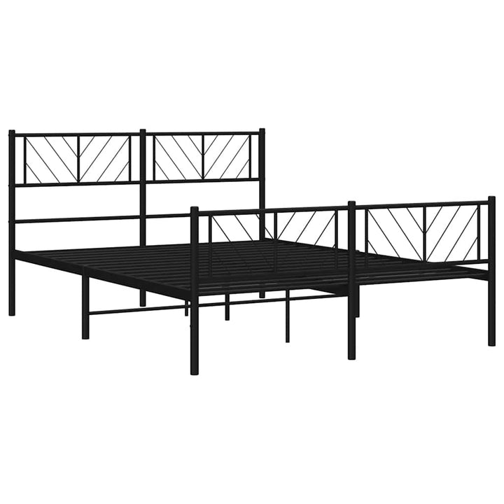 sengeramme med sengegavl og fodgærde 135x190 cm metal sort