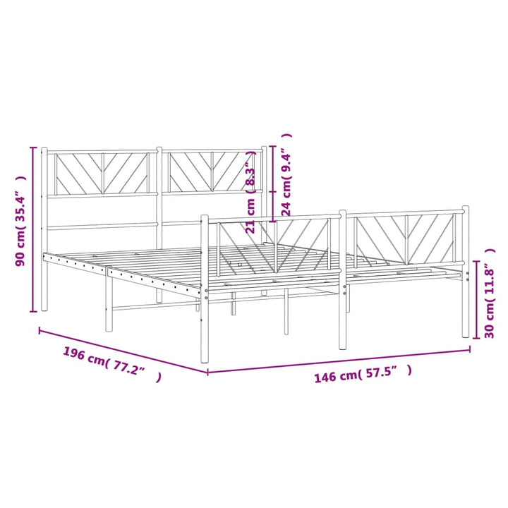 sengeramme med sengegavl og fodgærde 140x190 cm metal sort