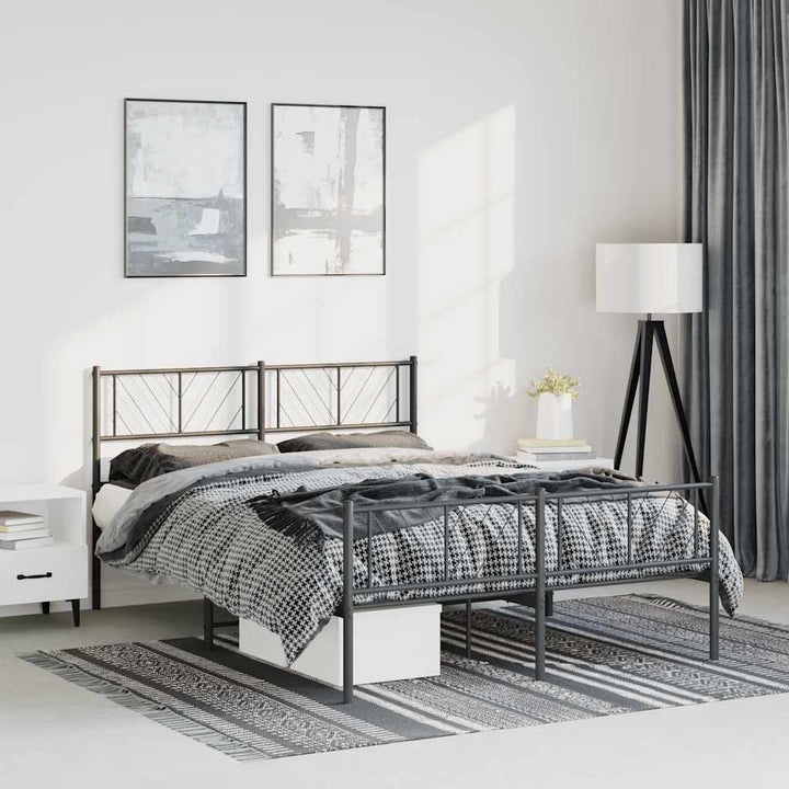 sengeramme med sengegavl og fodgærde 150x200 cm metal sort