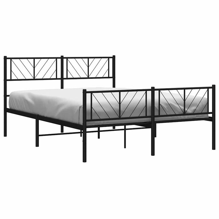 sengeramme med sengegavl og fodgærde 150x200 cm metal sort