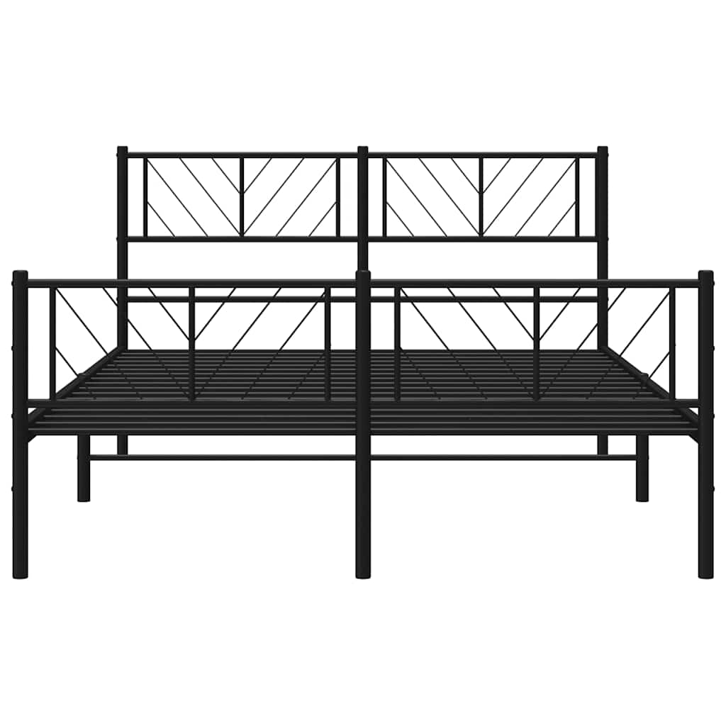 sengeramme med sengegavl og fodgærde 150x200 cm metal sort