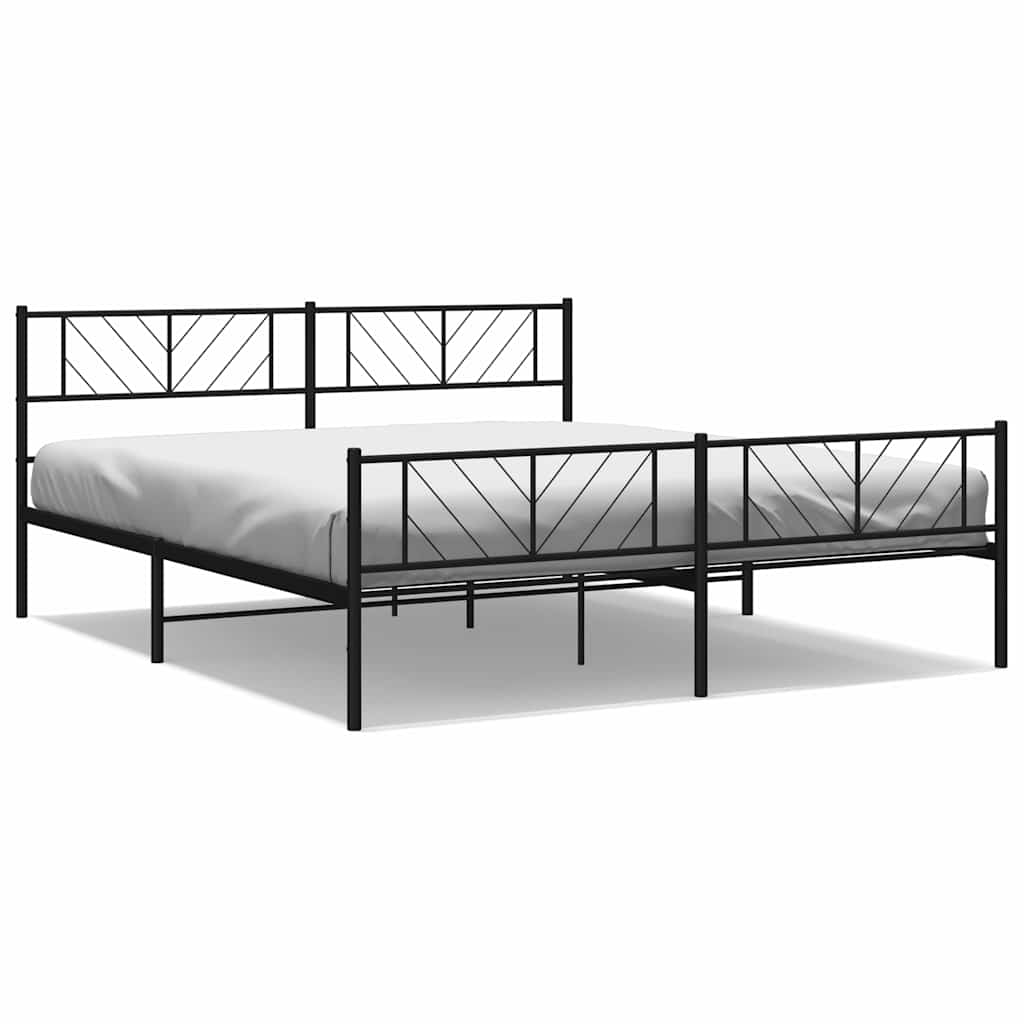 sengeramme med sengegavl og fodgærde 183x213 cm metal sort