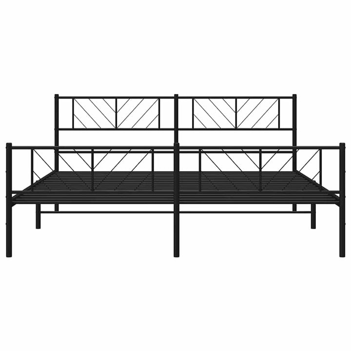 sengeramme med sengegavl og fodgærde 193x203 cm metal sort