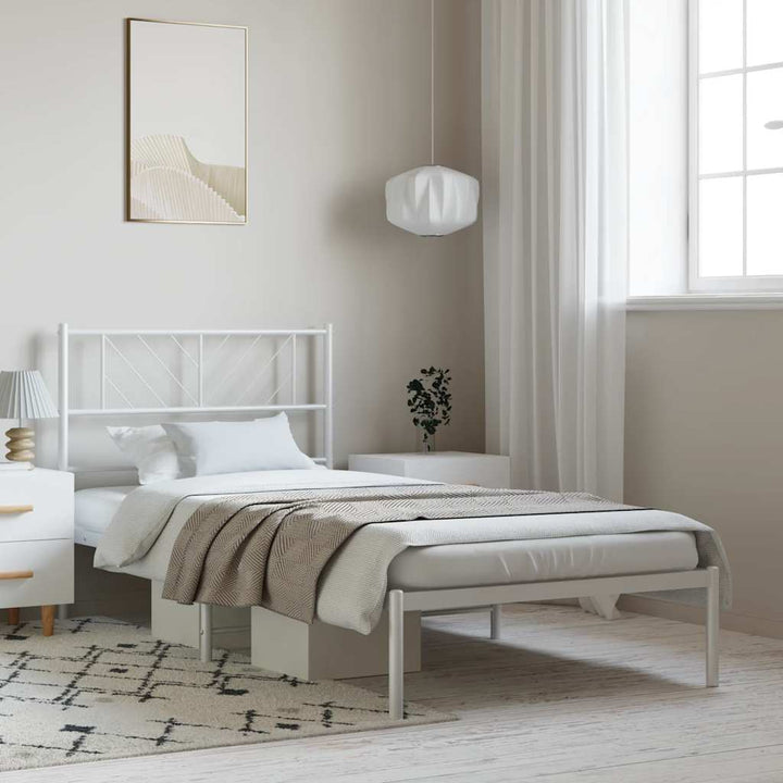 sengeramme med sengegavl 100x200 cm metal hvid