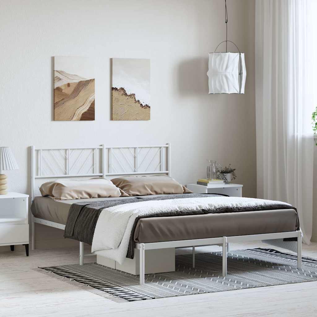 sengeramme med sengegavl 135x190 cm metal hvid